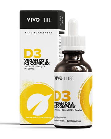 Wegańska witamina D3 i K2 Vivo Life - smak: cytrynowy (100 porcji/50 ml)